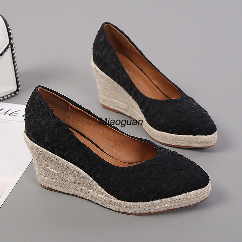 Fashion High Heels Women Wedges Shoes Elegant Ladies Party Shoes Brand Pumps Retro Spring Autumn Woman's Platform Wedge Heel 8cm