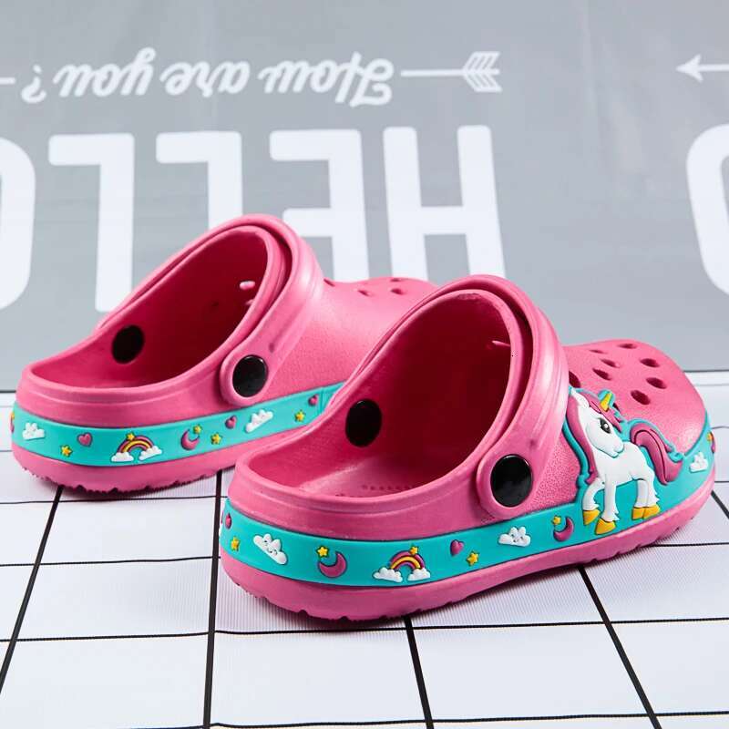 Children Shoes Baby Boys Cartoon Excavator Print Clogs Summer Breathable Soft Indoor Sports Boy Slippers
