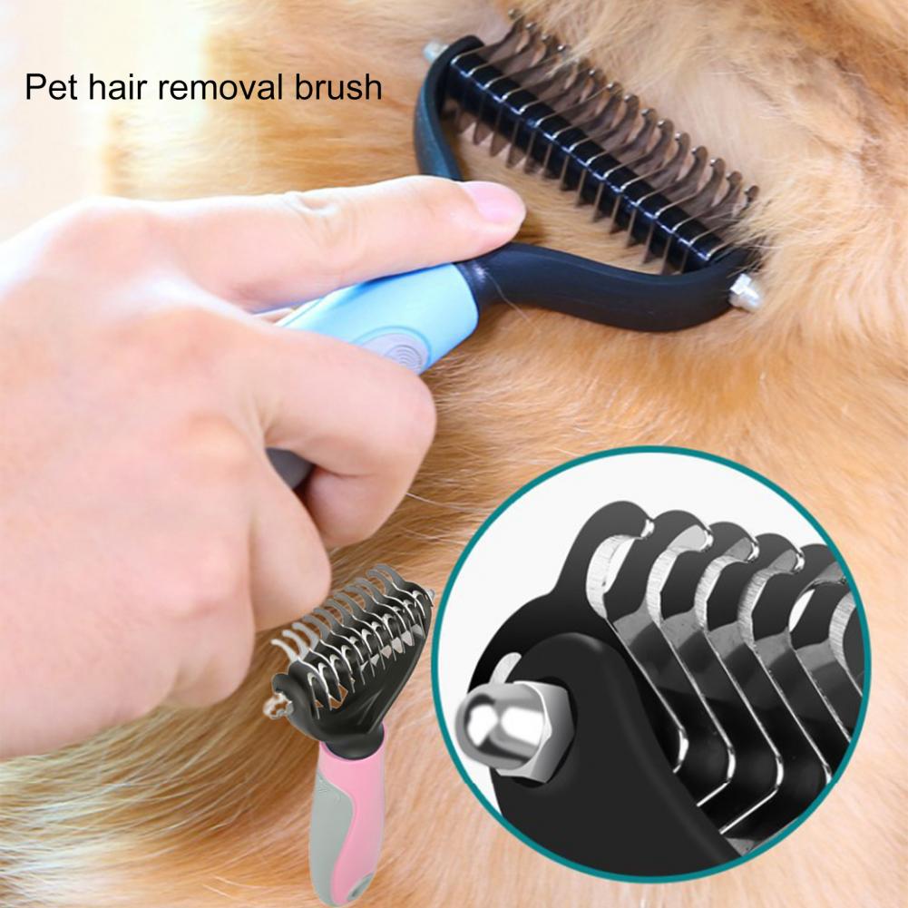 Hair Cleaning Brush Practical Cat Dog Hair Removal Comb Pet Groomer Stainless Steel Pet Hair Removal Comb