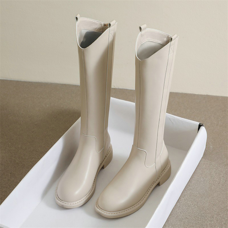 Platform 2024 Women's Autumn Winter British Style Knight Back Zipper Knee High Boots c397