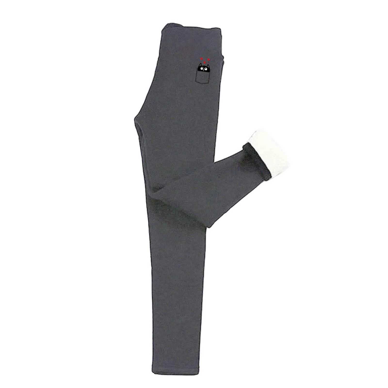 Thicken Thermal Leggings High Quility Warm Plus Fleece Pants Autumn Winter Cute Print Elastic Tights Female High Waist TrousersX240914