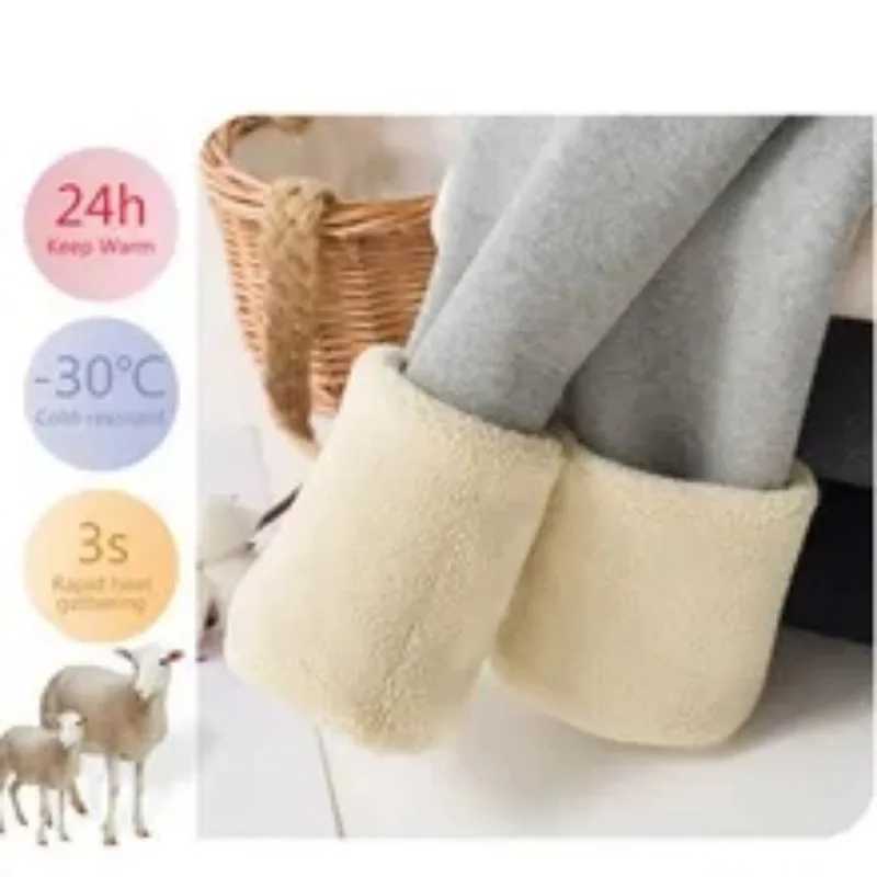 Winter Women Leggings Solid Warm Leggings Thicken Lambwool Hight Waist Fleece Keep Butt Lift High Stretchy Walking Pants PocketX240914
