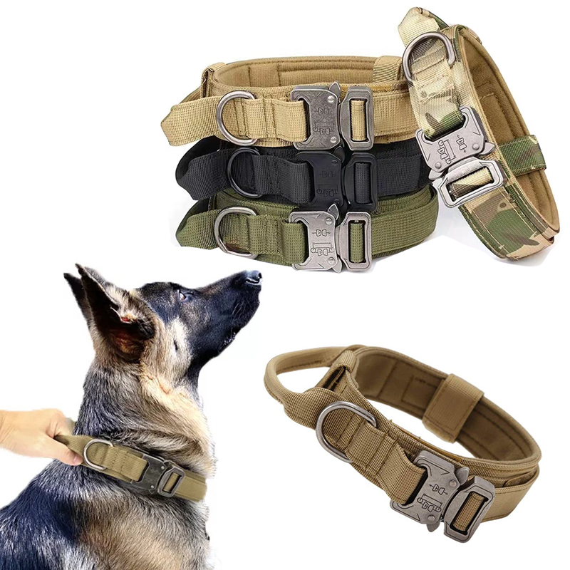 Durable Military Tactical Dog Collar Adjustable Nylon German Shepard for Medium Large Walking Training Pet Accessories