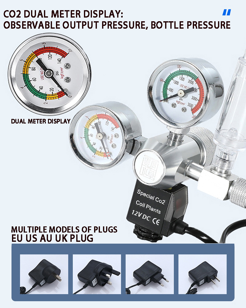 DIY Aquarium CO2 Regulator Magnetic Solenoid Kit Check Valve Fish Tank Accessories CO2 Control System Reactor Generator Set