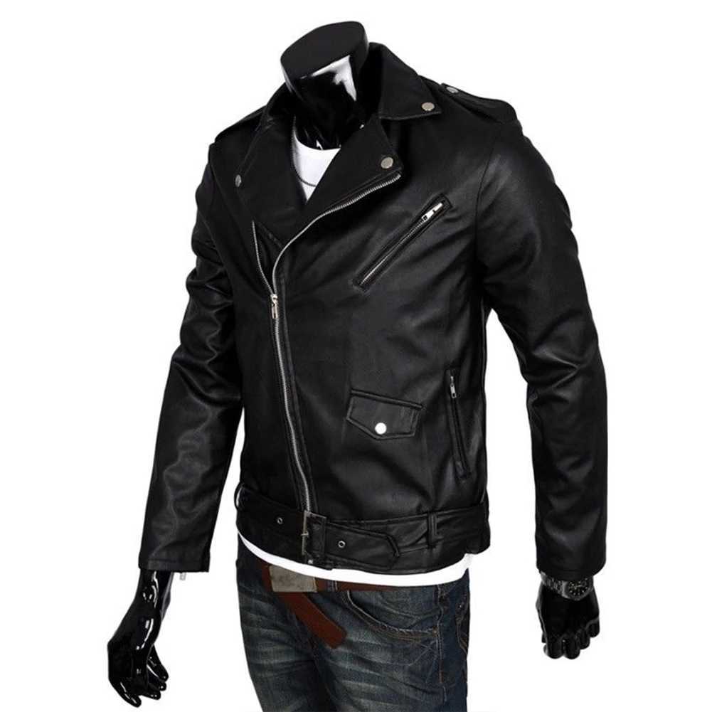Men Leather Jacket Slim Fit Motorcycle Jacket Zipper Casual Coat Spring Autumn WinterX240913