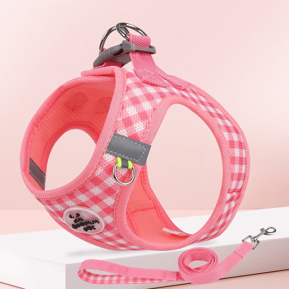 Cat Harness and Leash Set Fresh Plaid Cat Leashes Harness Anti-breakaway Adjustable Pet Harness for Cats and Puppies Accessories