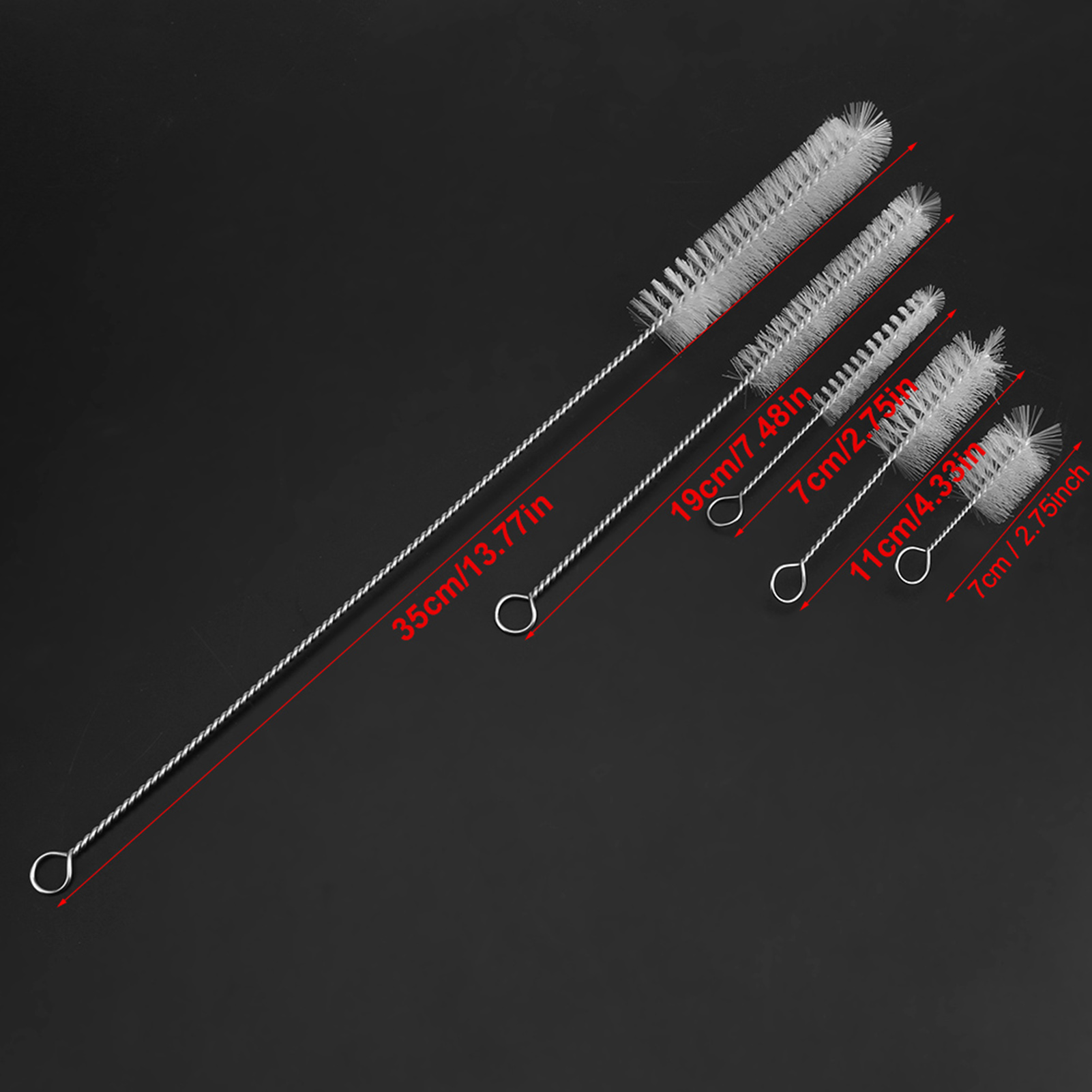 Stainless Steel Washing Brush for Aquarium, Fish Tank Filter, Water Pump Tube, 5Pcs