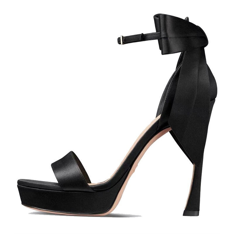 Satin Brand Bowknot Decorated Summer Sandals New 2024 Quality New European And American Sexy High Heel Fashion Women's Shoes Size 34-43 3C1f
