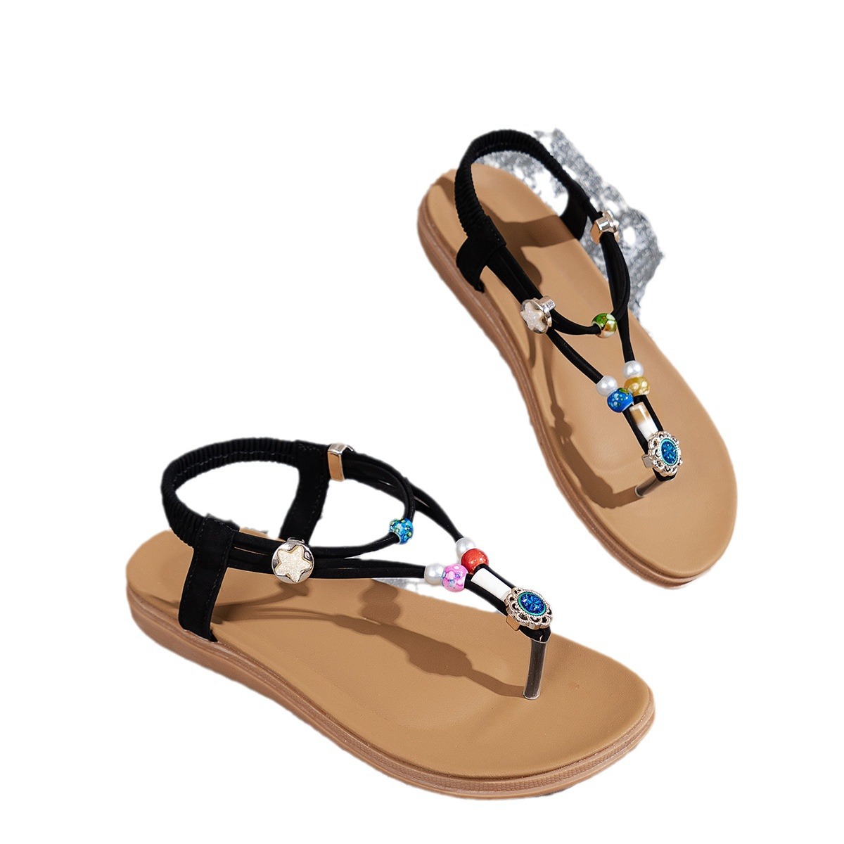 Shoes Comfort for Women Female Sandal 2024 Summer New Large Size Girls New Beach Flat Low Beige Big Canvas Fabric Casual Fretwork El 77e8