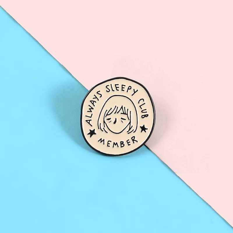 Always sleepy club sleeping grand Metal Paint pin Brooch Exquisite Fashion Simple Split Insect Badge Bag Lapel Pin Jewelry GiftX240914