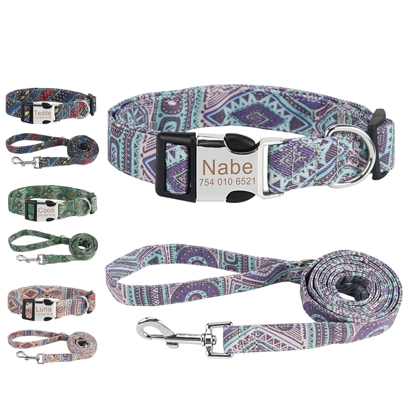 Dog Collar and Leash Set Combo Safety Set Adjustable Collars for Daily Outdoor Walking Running Training Small Medium Large Dog