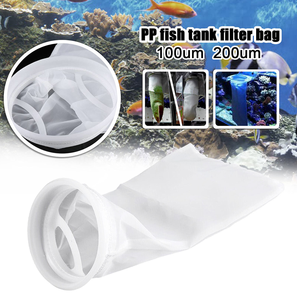 1pc 100um Aquarium Filter Bag Reusable Nylon Filter Sump Sock For Fresh Saltwater Tanks Resins Filter Activated Carbon