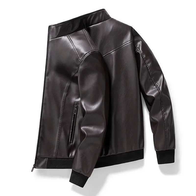 Cross Border Foreign Trade Mens Oversized Leather Clothing Autumn Tight Standing Collar Leather Jacket TrendX240913