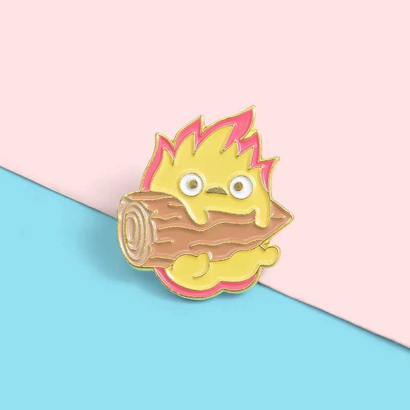 Japanese Anime Brooches Fire Elf Badge for Bag Calcifer Enamel Pin Custom Lapel Pin Buckle Howl Jewelry Gift for FriendsX240914