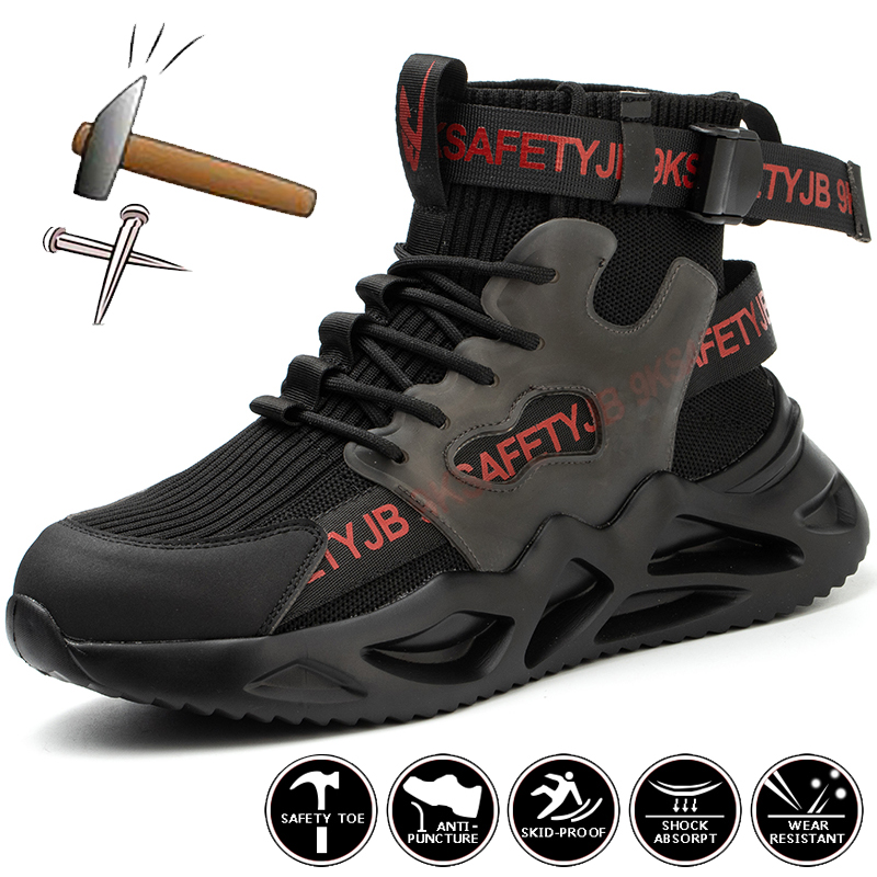 Men Fashion Steel Toe Shoes Puncture Proof Sneaker Man Industrial Work Safety Boots Breathable Protective Boot 53f8