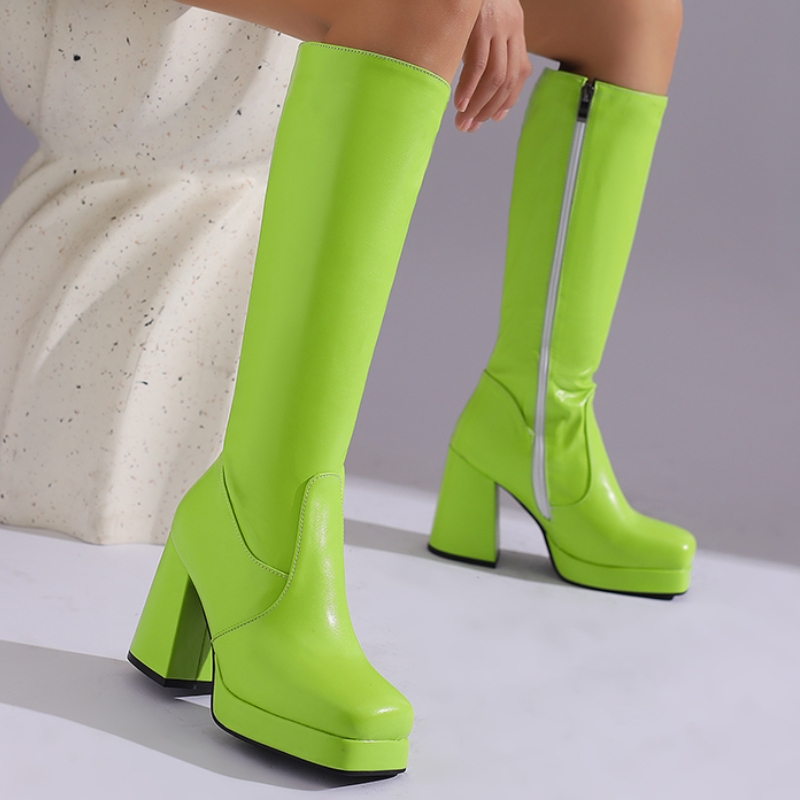 Pink Green Knee High Boots Women Platform Winter Autumn Ladies Sexy Long Shoes Women's Party Boot Large Size 45 New 2024 98f3 's