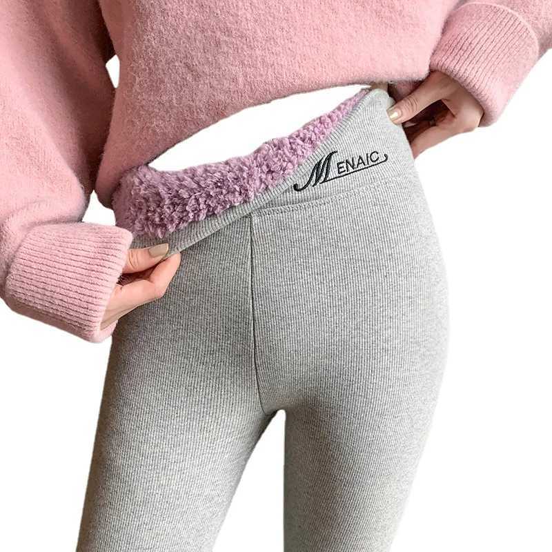 Winter Women Warm Thicken Lambwool Leggings Fleece Lined Thermal Ankle-Length Sexy Hight Waist Skinny Fitness PantsX240914