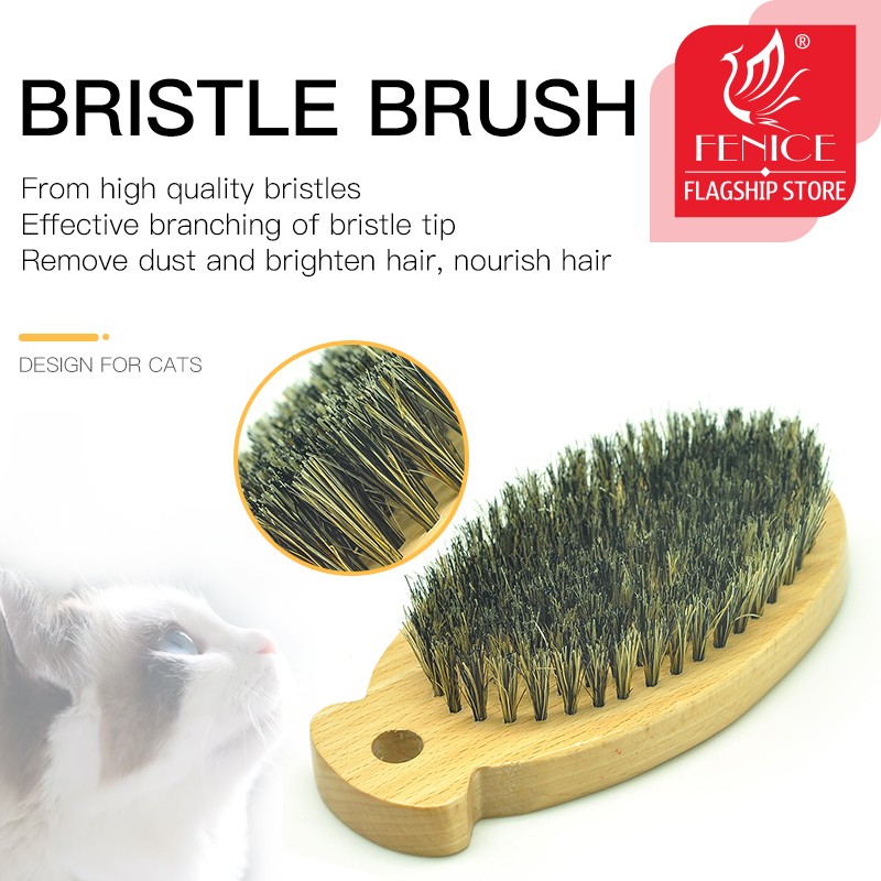 Fenice Professional pet grooming dog cat hair massage comb, pig bristle brush, static-free dog and cat cleaning combing brush
