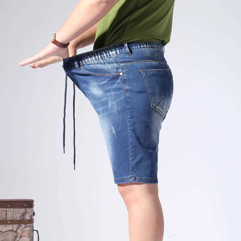 Extra Large Size Mens Denim Shorts Oversized Mens Elastic Waist Knee Length Summer Loose Shorts Men Plus Size 9XL 8XL 7XL 6XLX240914