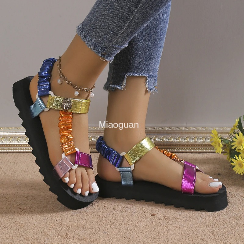 Summer Flats Women's Shoes Hemp Rope Set Foot Beach Sandals Outdoor All-match Casual Slippers Large Size Women Sandals 2024 New