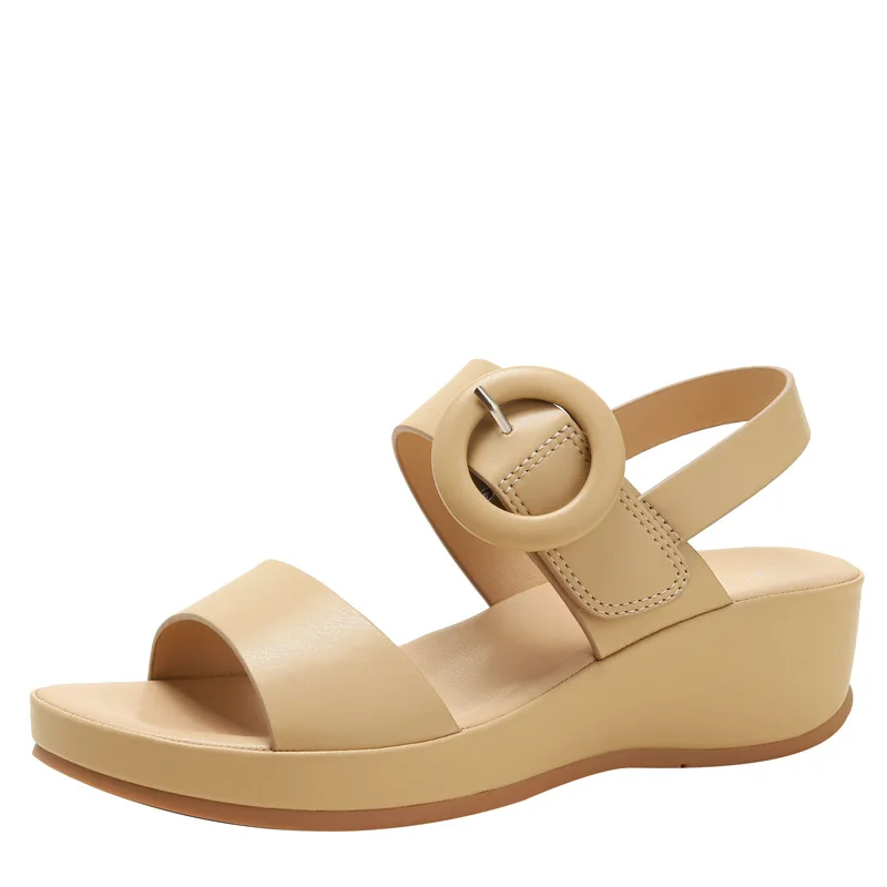 Retro Woman Shoes 2024 Summer Med Beige Heeled Sandals Espadrilles Platform Original Comfort Medium Black Girls Clogs High New