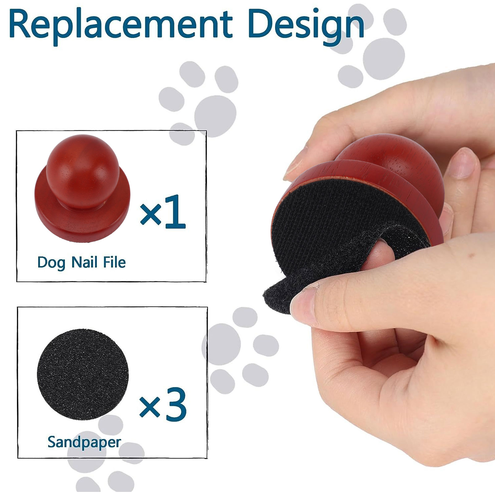 Dog Nail File Scratch Board, Wooden Round Dog Scratch Pad, 3 Replaceable Sandpapers for Stress Free, Nail Trimming