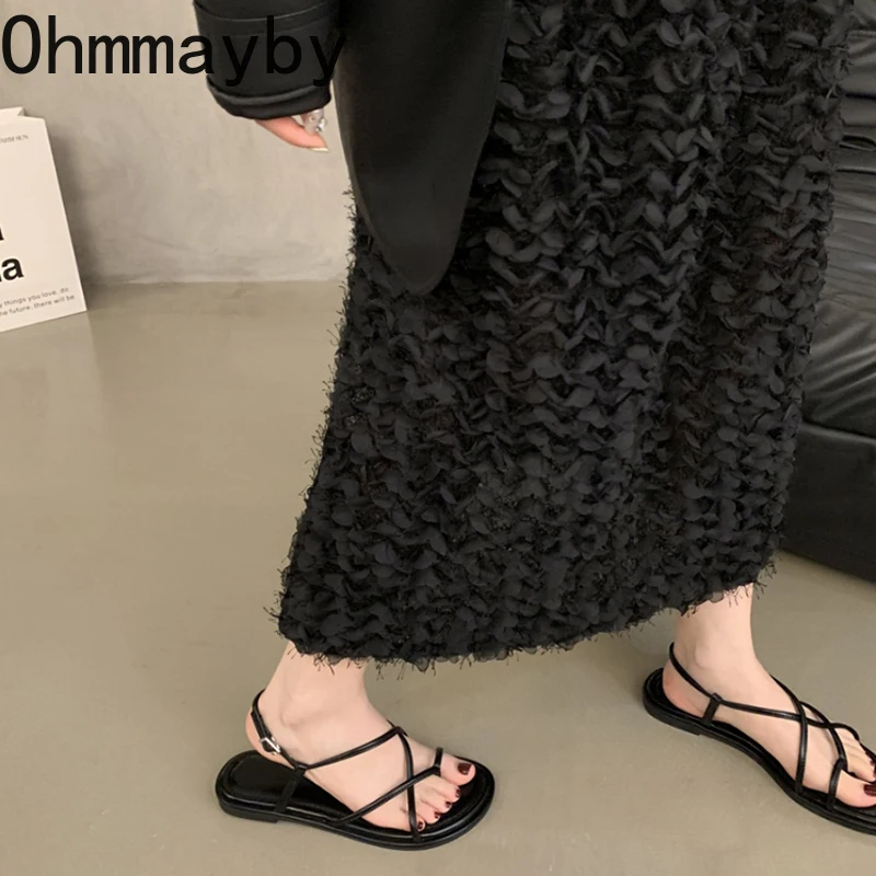 Gladiator Designer Women Sandals Fashion Narrow Band Ladies Outdoor Flats Sandal 2024 Summer Women's Shoes 34b4 's