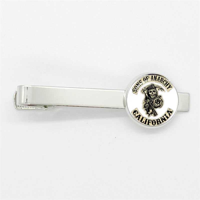 Sons Of Anarchy Tie Clips Freedom Symbol Pendant Keychain Rock Punk Glass Dome Necktie Clip Pin Suit AccessoriesX240914