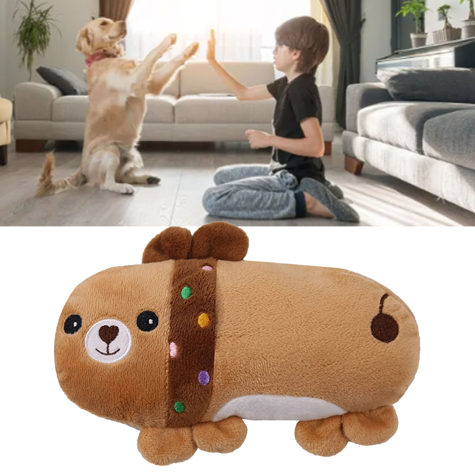 Plush Animal Pet Toy Bite Resistant Teeth Grinding Boredom Relief Cute Throw Pillow Stuffed Dog Toy