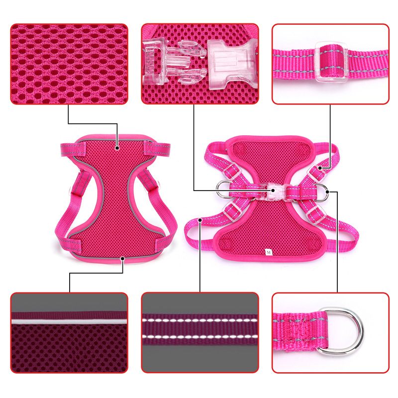 Vest Dog Harness Double Layer Breathable Mesh Reflective Nylon Pet Harnesses Adjustable Outgoing Pet Harness for Dogs Training
