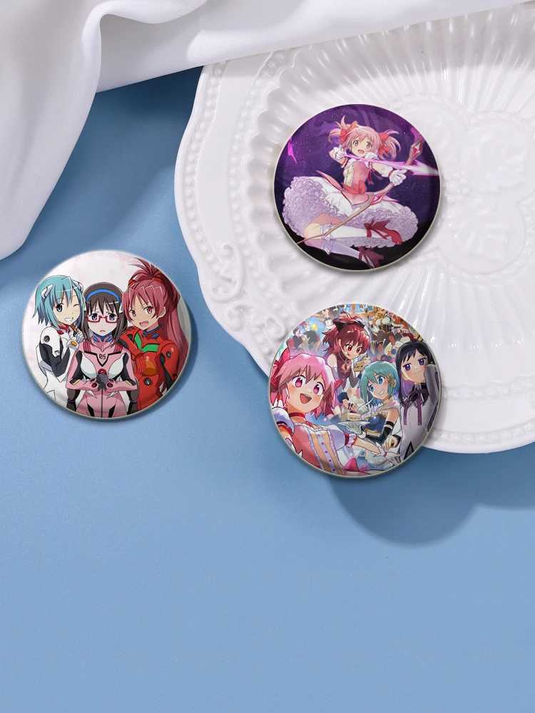 58mm Cute Anime Puella Magi Madoka Magica Figure Icon Badge Handmade Tinplate Brooch for Backpack Clothes Chest Ornament GiftsX240914