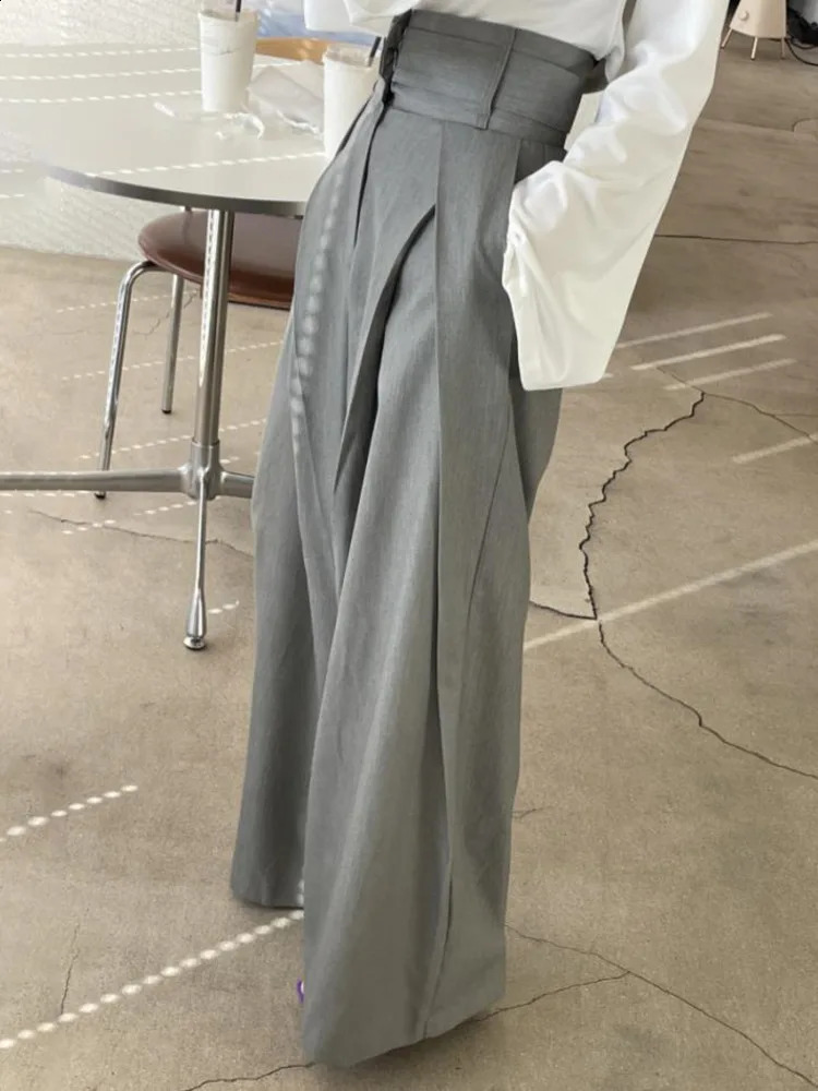 BJTZ n Sense niche 3D waist slimming wide leg hem womens casual pants spring HL106 240913