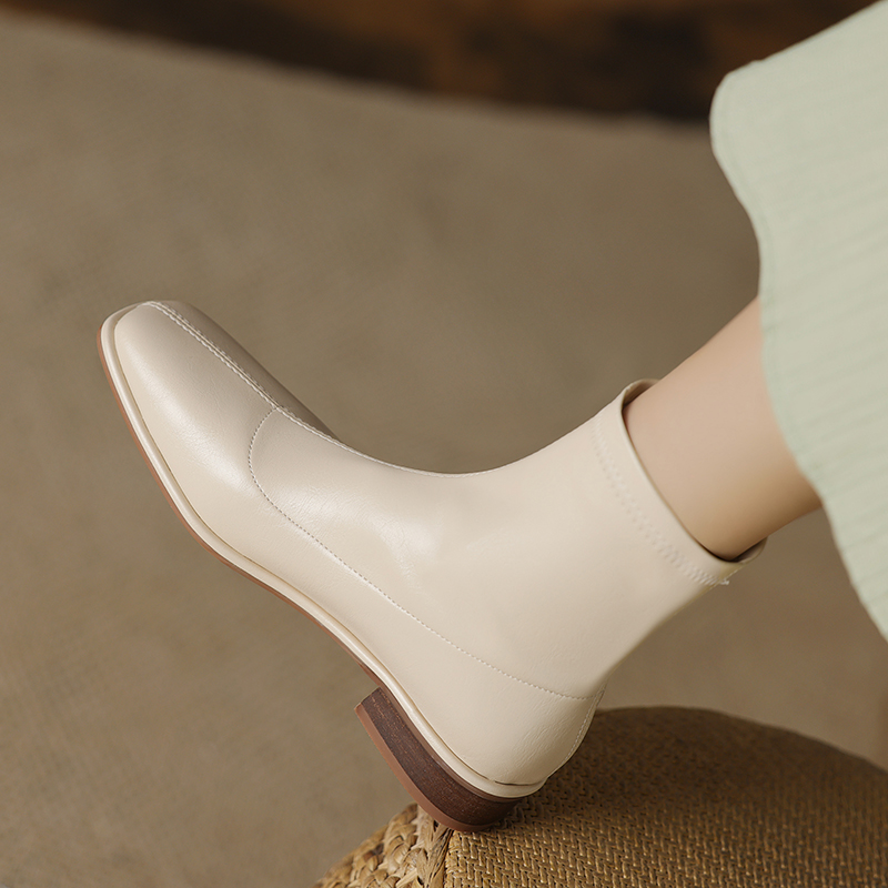 JOZHAMTA Size 34-40 Stretch For Women Winter 2023 Retro Square Toe Chunky Heels Shoes Woman Ankle Boots Elastic Booties