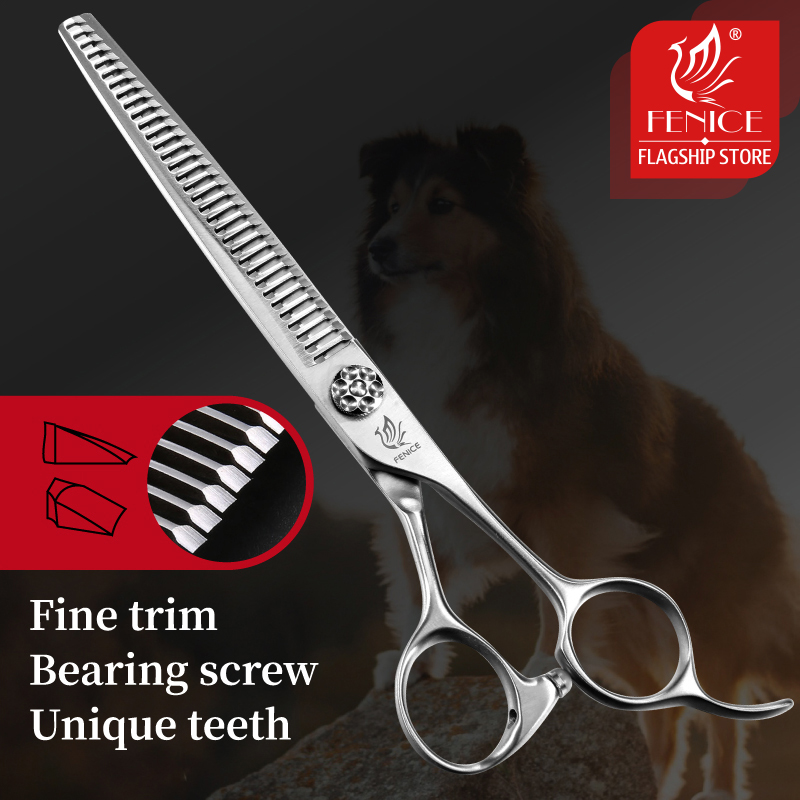 Fenice JP VG10 Steel 7 inch Pet Dogs Gromming Scissors Fine Trim Bearing Screw Thinning Shears Pet Cutting Tools