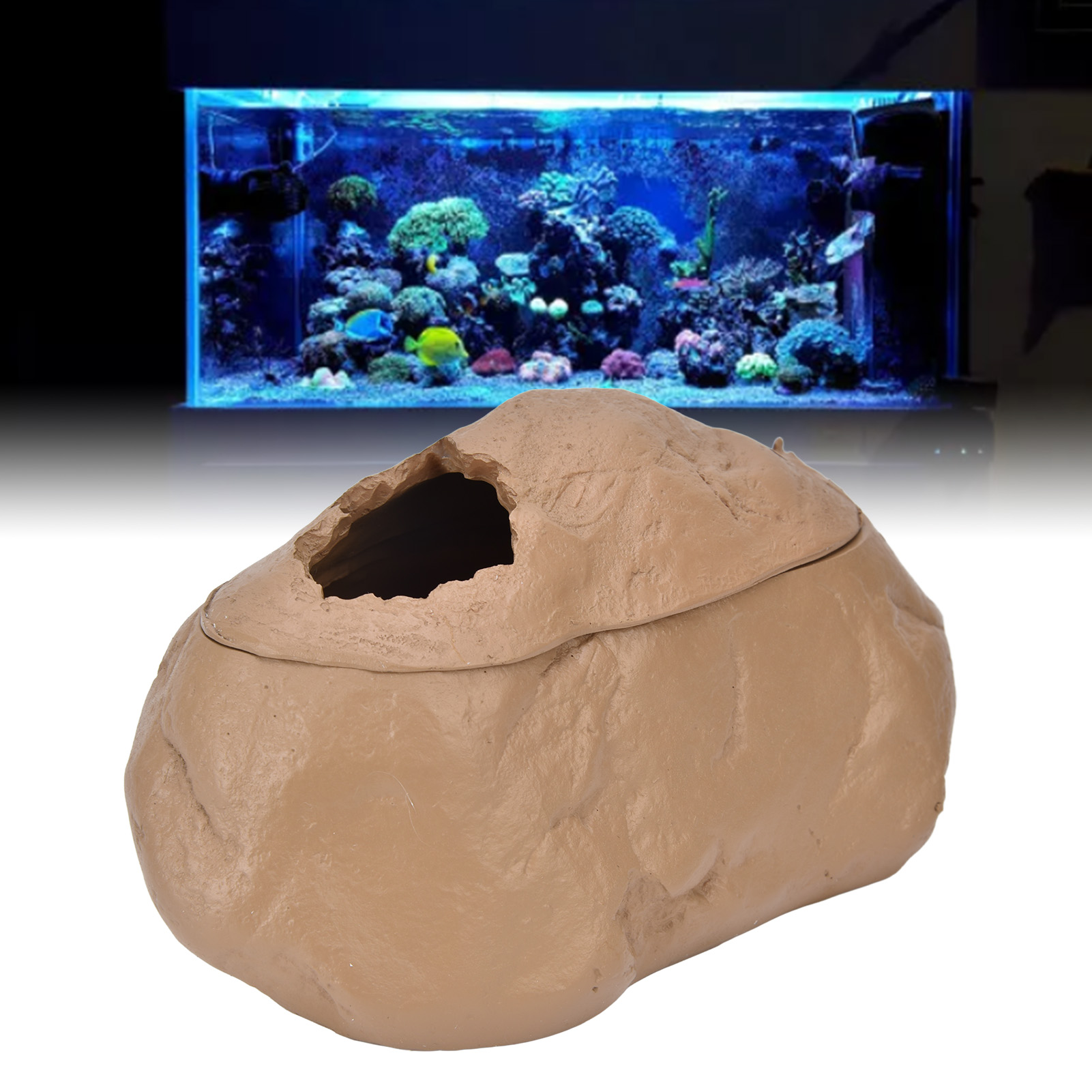 Reptile Shelter House, Resin Aquarium Cave, Artificial Fish Tank Landscaping Ornament, DIY