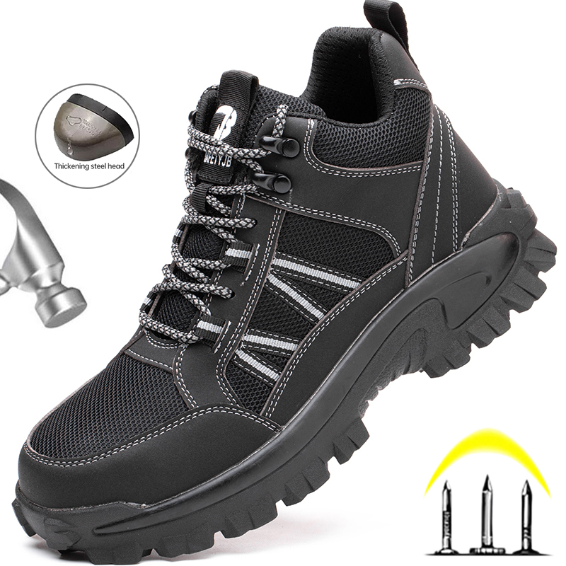 Steel With Toe Anti-Smash Work Shoes Breathable Outdoor Safety Boots Men Security Hiking Boot 4fbe