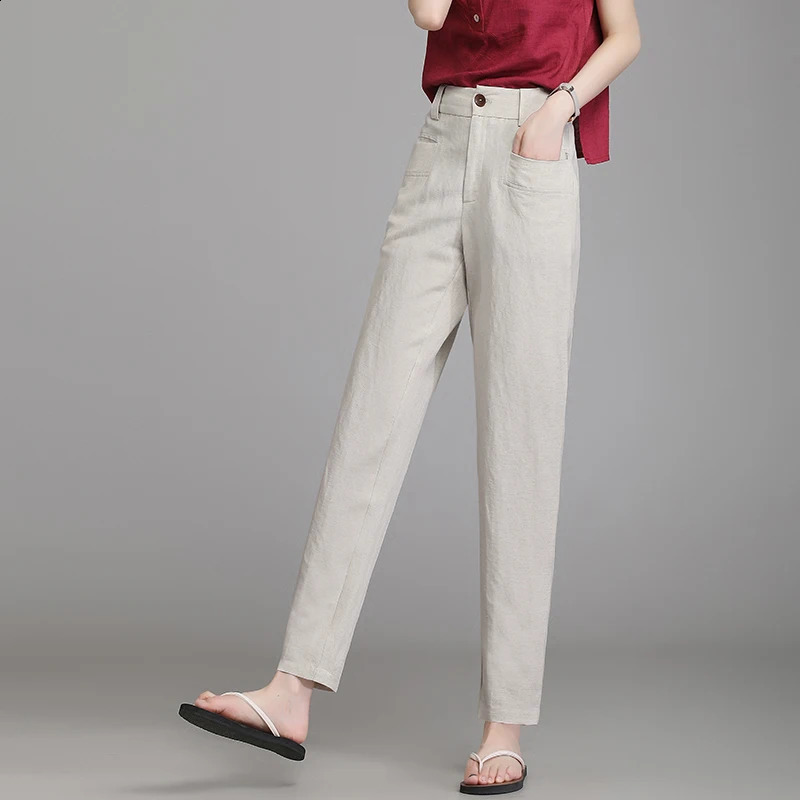 Korean version linen harem pants for women in spring and summer thin middleaged elderly cotton hemp 240913