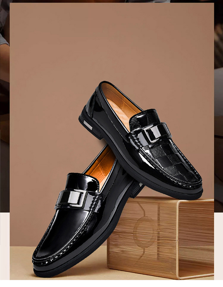 2024 European New Shoes for Men Cow Leather Casual Shoes Plaid Print Business Dress Shoes Fashion Slip-on Loafers 38-46