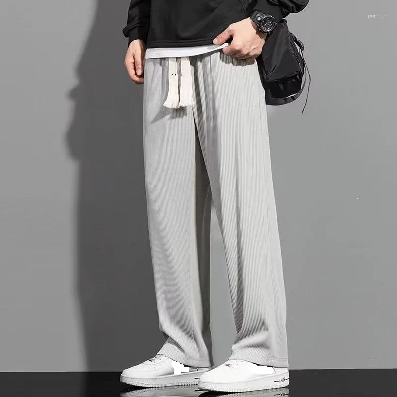 2025 S Fashion Designer Men S Pants Spring And Autumn Lightweight Ice Silk Quick Drying Soft Smooth Loose Straight Tube Casual Versatile