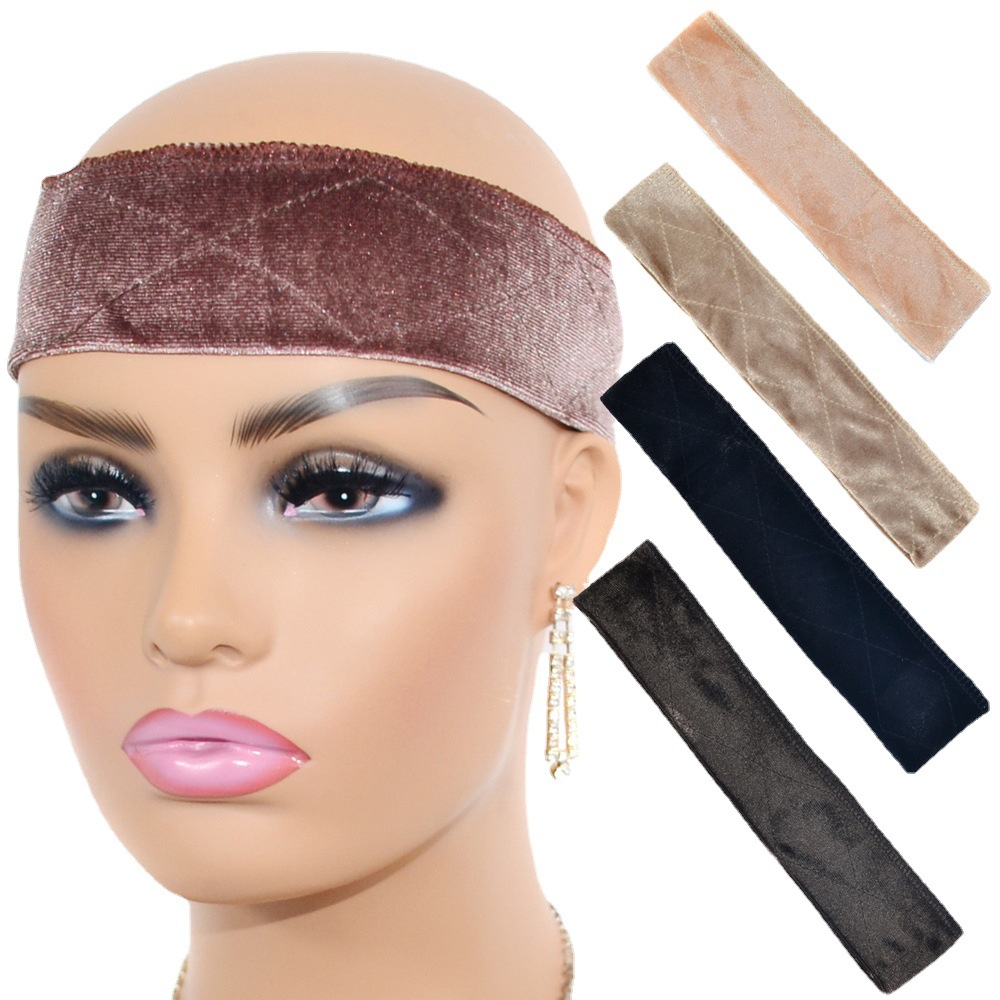 Hair Accessories & Tools Headband With Lace No Lace Black Color Dark Black Velet Lace Wig Grip 6 pieces/lot