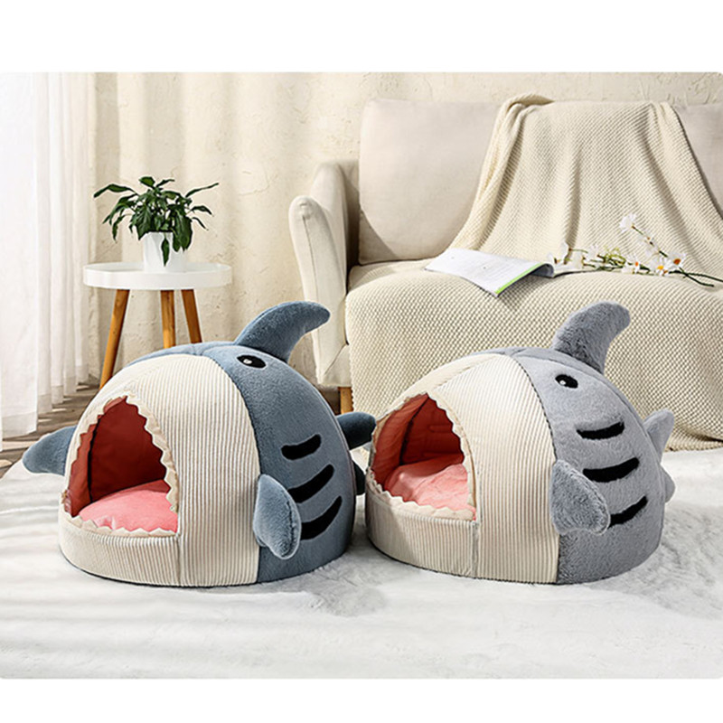 Bed Winter Warm Semi-enclosed Big Mouth Shark Dog Kennel Pad Pet Supplies Comfortable Cat House Sleep Bag Dropshipping