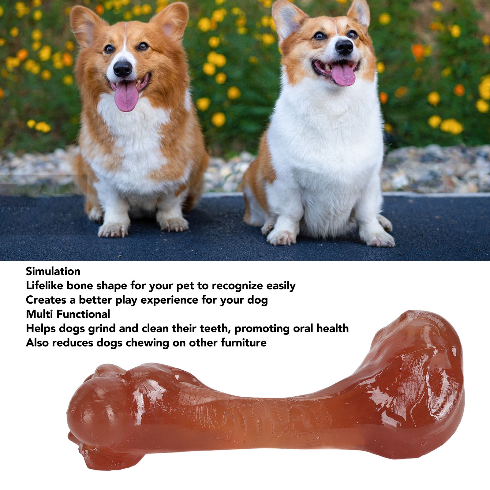 Bone Toy Simulation for Dogs, Bite Resistant, Teeth Grinding, Bacon Flavor Food, Chewing Toy for Small, Medium, Large Dogs