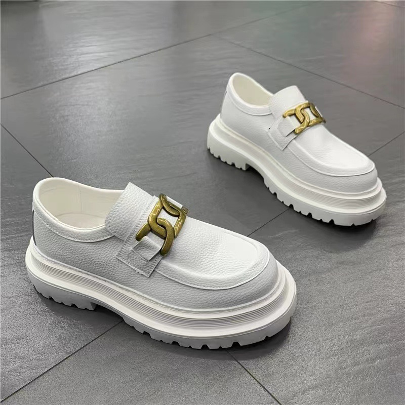 Ddmybear Fashionable Height Increasing One Foot 2024 New Business White Versatile Sponge Cake Thick Soled Board Shoes Men's Loafers Chinese Brand