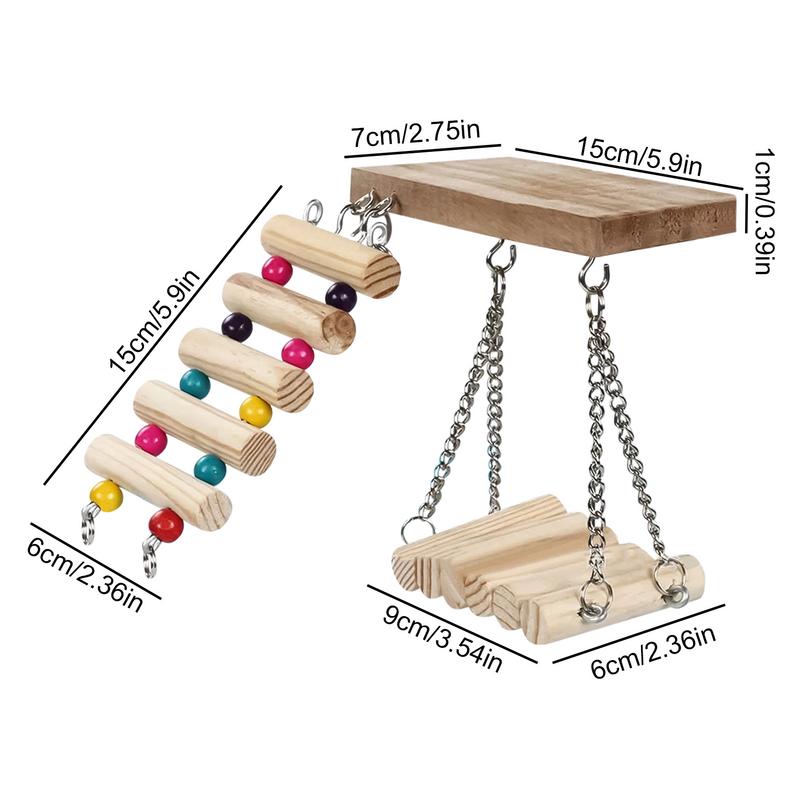 Parrot Swing Perch Bird Perches Swing With Climbing Ladder Parrot Chew Toys For Parakeets Cockatiel Lovebirds Conures Budgie