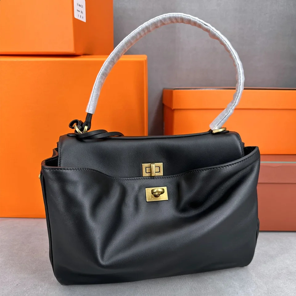 27cm genuine leather womens bag large capacity soft top layer denim shoulders cross body highend fashion 240913 69ee