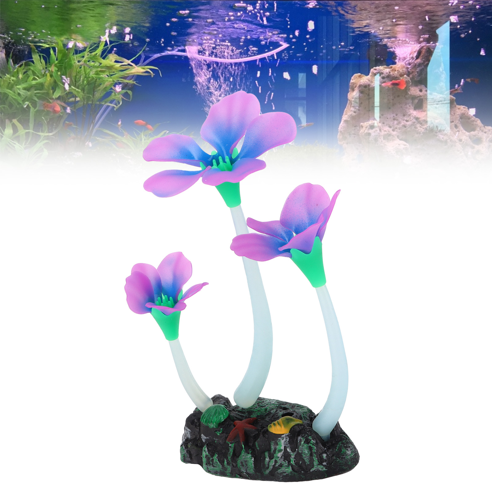 Lifelike Silicone Artificial Aquarium Plants, Colorful Glowing Coral, Fish Tank Decorations