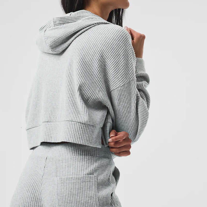 Autumn winter corduroy sports and leisure set, pullover hooded, loose fit fiess running hoodie, long sleeved for women