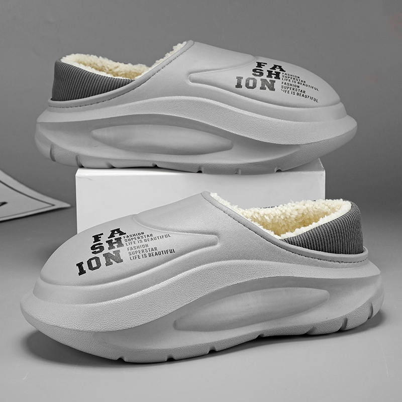 NEW Winter Men Women Warm Slippers Cotton Slippers Outdoor Indoor Home Non-Slip Shoes Men's Bedroom Warm Plush Slippers 36-45