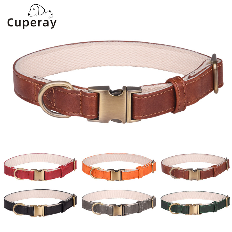 Personalized Leather Dog Collars, Adjustable Pet Collars Free Customized Name and Phone Tag for Small and Large Dogs Accessories