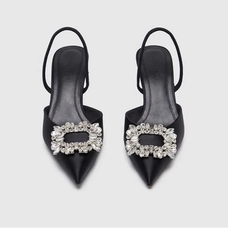 Comemore Crystal High Heels Women Sandals Luxury Designer Pointed Toe Dress Shoes Party Slippers Summer2024 New Sexy Femme Pumps